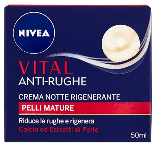 Nivea Vital Antirughe Crema Notte Viso Rigenerante per Pelli Mature, 50 ml