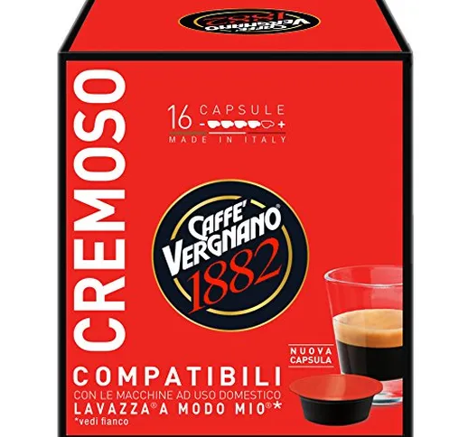 Caffè Vergnano 1882 Capsule Caffè Compatibili Lavazza A Modo Mio, Cremoso - 8 confezioni d...