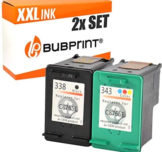 2 Bubprint Cartucce d'inchiostro compatibili per HP 338 343 per Officejet 100 150 Mobile 7...