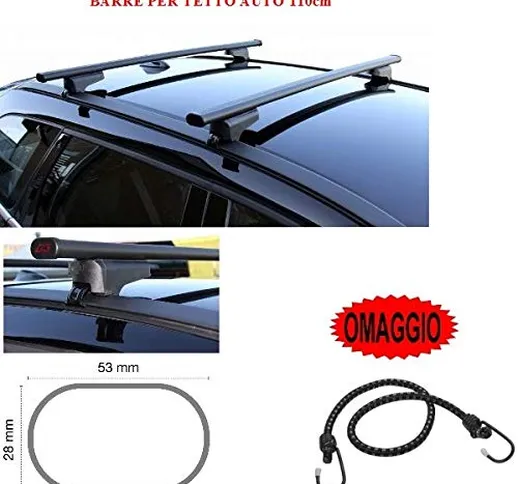 COMPATIBILE CON Fiat Tipo SW 5p 2020 BARRE PER TETTO AUTO 110CM BARRA PORTATUTTO PER RAILI...