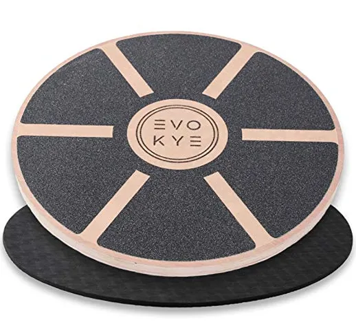 EVO KYE Balance Board (rotondo) con base antiscivolo, dispositivo di equilibrio in legno s...
