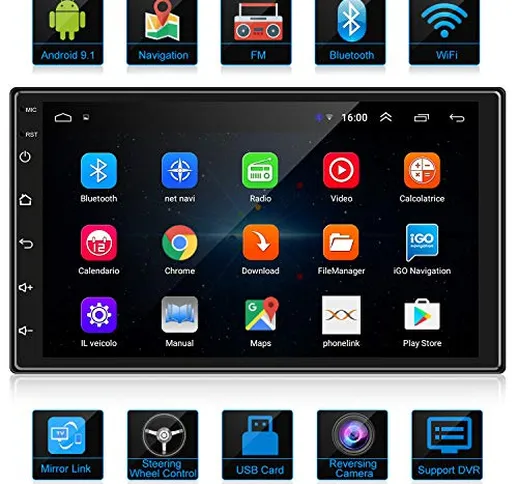 ANKEWAY Nuovo 7 Pollici RDS Android Autoradio 2 DIN con Bluetooth/WiFi/Navigazione GPS/Mir...