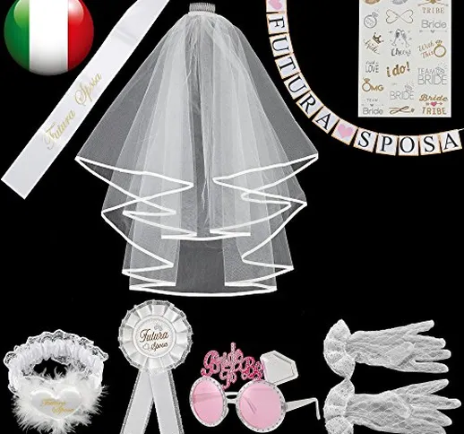 Meteor 8 Pezzi Gadget Addio Nubilato per Sposa Satin Sash,Striscione con Scritta '❤Futura❤...