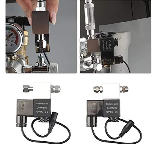 Fesjoy DC 12V Uscita elettrovalvola Acquario Sistema di Regolazione CO2 Valvola Magnetica...