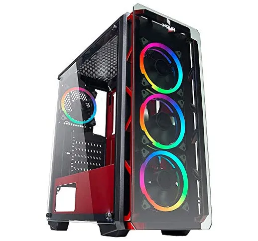 Noua Cool G6 Rosso Case ATX PC Gaming 0.60MM SPCC 4 Ventole Dual Halo RGB Rainbow 5V 3Pin...