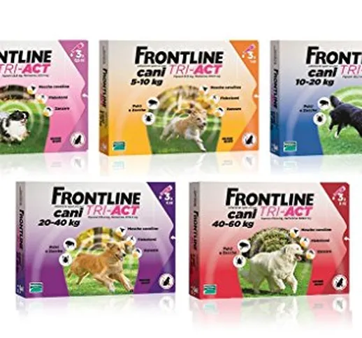 Frontline Tri-Act cane (3 pipette) - Antiparassitario soluzione spot on per cane, protezio...