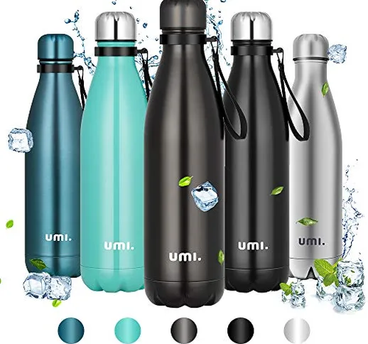 Amazon Brand - Umi Borraccia Termica, 750ml Bottiglia Acqua in Acciaio Inox, Senza BPA, 24...
