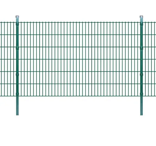 vidaXL Set 22 Pannelli di recinzione 2D giardino con pali 2008x1230 mm 44m verde