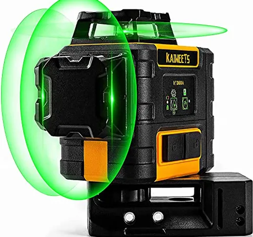 Livella Laser Autolivellante Verde 3x360°, livella laser Professionale 360, Carica USB, Mo...
