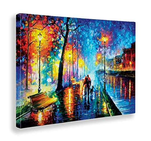 Giallobus - Quadro - Stampa su Tela Canvas - Leonid Afremov - Melody of The Night - 70 X 1...