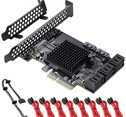 MZHOU SATA PCIE Controller, 4X 8 Porte SATA ASM575 + 1166 Chip a 8 Porte, Supporta 8 Conve...