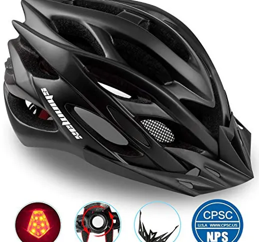 Shinmax Casco Bici con Luce di Sicurezza Uomo Donne Mountain, Certificato CE, Sicurezza Ca...