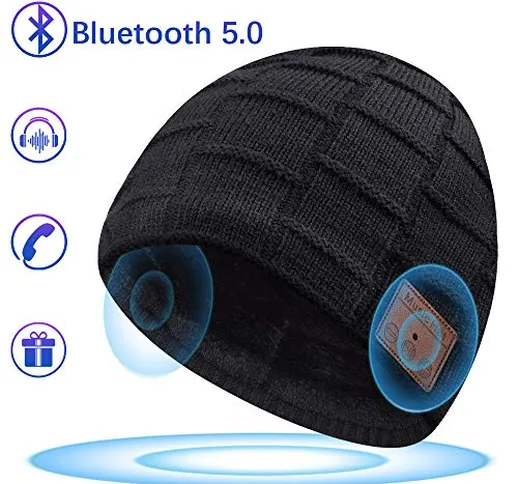 Cappello Bluetooth Regali Natale, Cappello Uomo Invernali con Cuffie Bluetooth, Idee Regal...