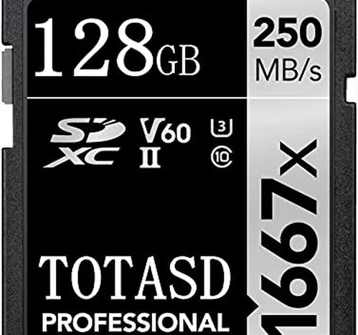 Professional SDXC Card 128GB Uhs-II U3 C10 SD Memory Card,V60 8K UHD Read Speed up to 250M...