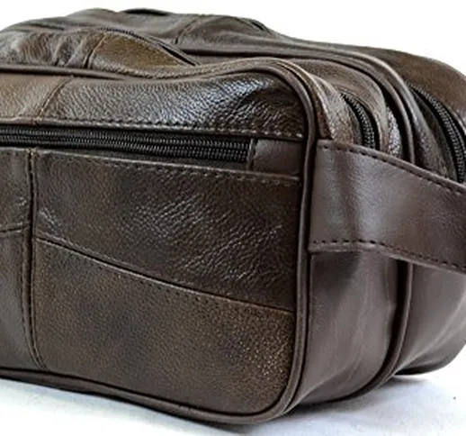 Borsa da bagno da uomo in pelle da toeletta/viaggio/vacanza/notte fuori casa/ weekend (ner...