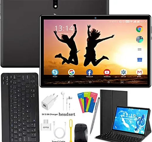 4G Tablet 10 Pollici, 4-core 4GB RAM e 64GB ROM/256 GB Espandibile Android 9.0, Supporto D...