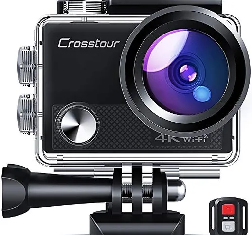 Crosstour CT9000 Action Cam Webcam Upgraded 4K 20MP WiFi con Telecomando e LDC Action Came...