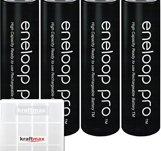 Eneloop Pro BK-3HCCE/4BE Confezione da 4 Batterie Mignon AA 2450 custodia Kraftmax inclusa