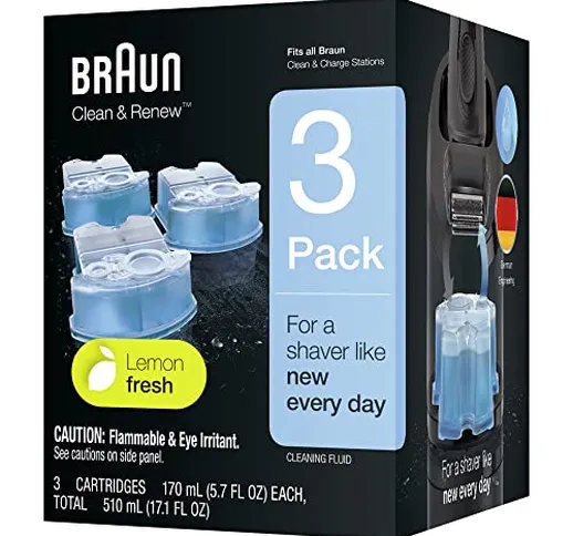 Braun Clean & Charge Cartucce di Ricarica per Rasoio da Barba Elettrico, Compatibili con t...