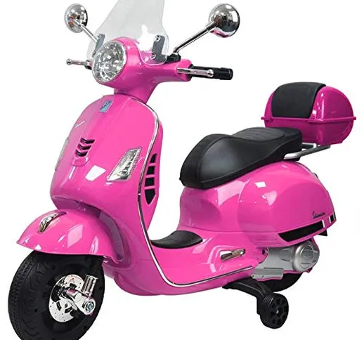 BKT Moto elettrica per Bambini Vespa Piaggio GTS con Bauletto 12V Rosa