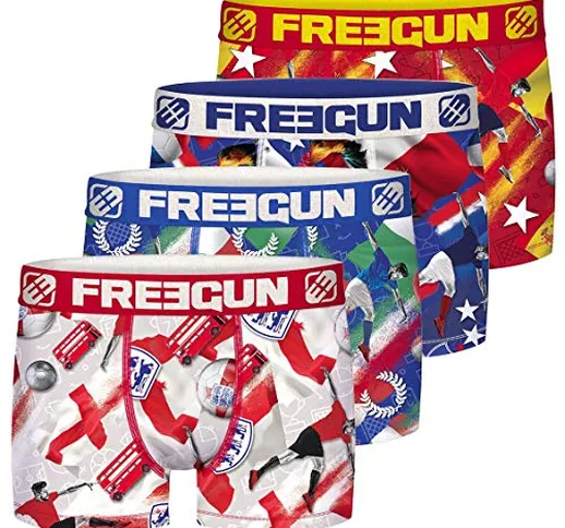 FREEGUN Lot De 4 Boxer Garcon Microfibre Pantaloni, Multicolore (Multicolor G4), 14-15 Ann...