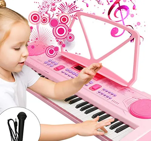 WOSTOO Tastiera Elettronica Pianoforte a 61 Tasti, Tastiera per Pianoforte Portatile con S...