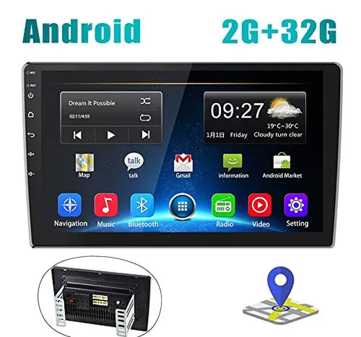 Autoradio Android 2G+32G Touchscreen da 10 pollici Lettore Stereo GPS CAMECHO WIFI Bluetoo...