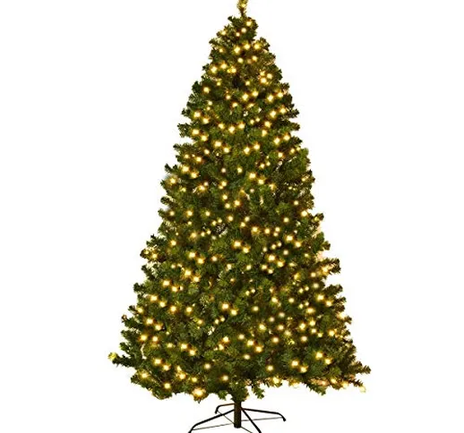 COSTWAY Albero di Natale Albero di Abete Artificiale con luci LED, Verde, 210/225/240cm (2...