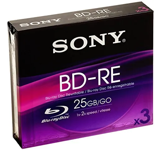 Sony 3BNE25SL Blu-Ray Riscrivibile, BD-RE, 3 Pezzi