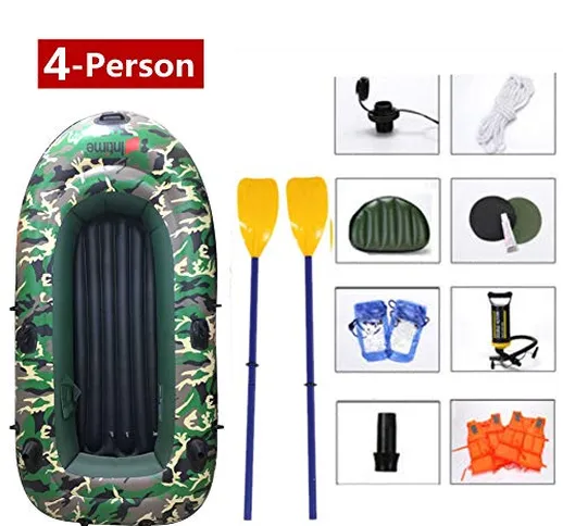 YQDS Gommone Gonfiabile Kayak PVC Canoa 3-4 Persona Remi Air Peschereccio alla Deriva Divi...