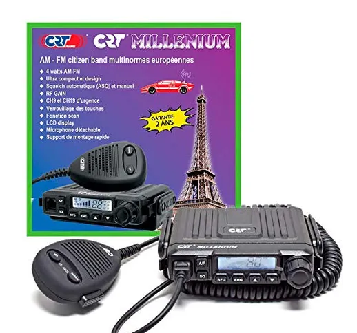 RICETRASMITTENTE CB 27 MHZ CRT-MILLENIUM OMOLOGATO 4 WATT X CAMPER/AUTO