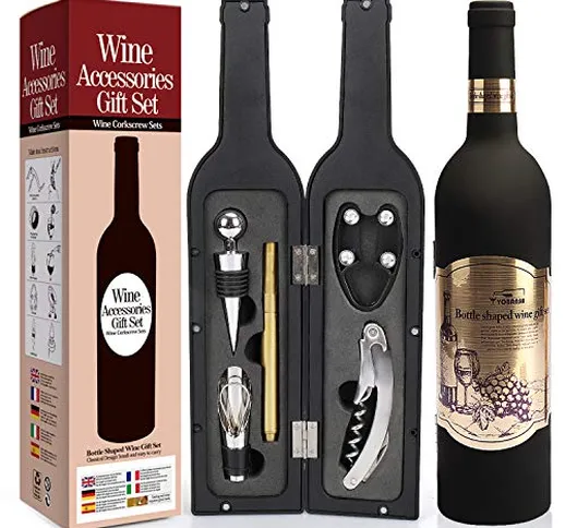 Yobansa Set di Accessori da Vino a Forma di Bottiglia di Vino,Accessori per Il Vino Includ...