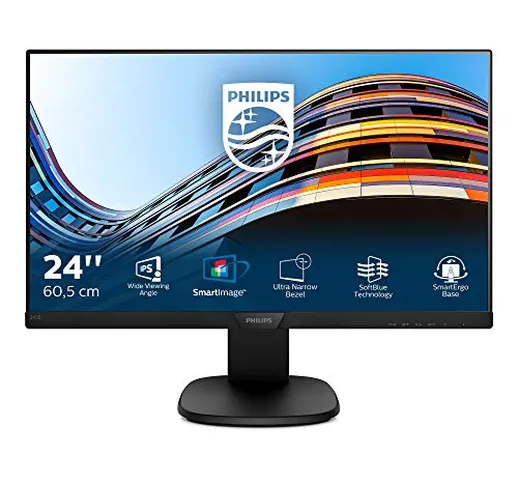 Philips 243S7EHMB Monitor 24" LED IPS, Full HD, 3 Side Frameless, Regolabile in Altezza, G...
