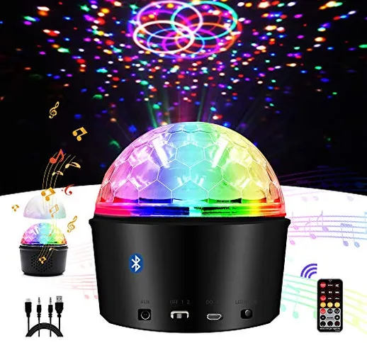 Luci Discoteca Led,Eleganted 9W Lampada Palla da Discoteca Bluetooth,9 Colori Suono Attiva...