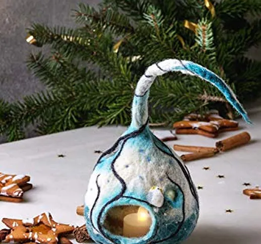 Lanterna a mano in feltro con decorazione natalizia con alberi gufo Inverno portacandela a...