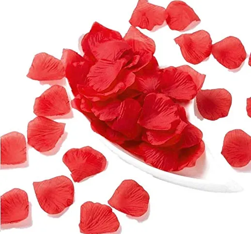 JZK 1000 x Seta petali di rosa finti rossi coriandoli biodegradabili stoffa decorazione ta...