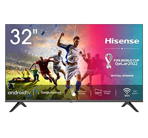 Hisense 32AE5600FA Smart TV Android, LED HD Ready 32", Design Slim, USB Media Player, Tune...