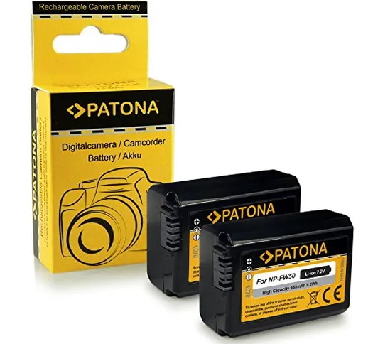 2 x batterie NP-FW50 per Sony NEX-3 / NEX-3A / NEX-3D / NEX-3K / NEX-5 / NEX-5A / NEX-5D /...