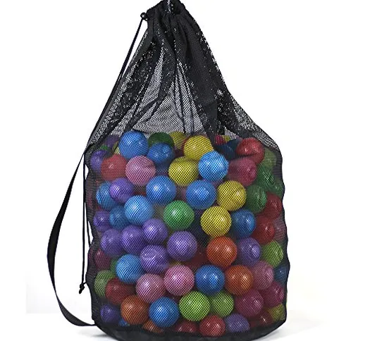 Borsa a rete resistente per palloni da calcio, basket, pallavolo, colore nero