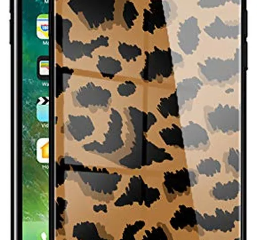 Stilluxy Se 2020 - Custodia in vetro con stampa leopardata, compatibile con Apple iPhone 7...