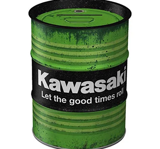 Nostalgic-Art Salvadanai retrò a forma fusto olio, Kawasaki – Good times – Idea regalo per...