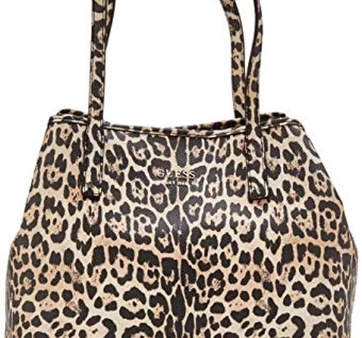 Guess Vikky Tote Borsa a Spalla da Donna, Leopardato, Taglia Unica