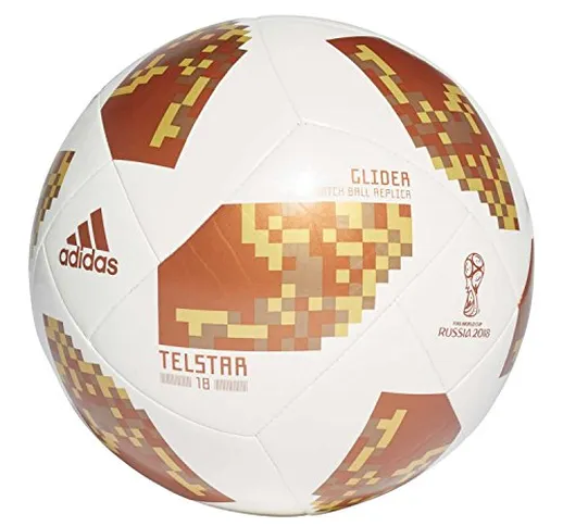 adidas World Cup Glider, Pallone Calcio Uomo, Bianco/Copgol/Goldmt, 5