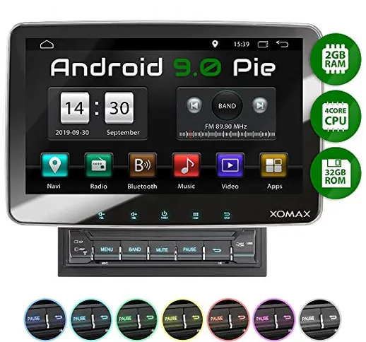 XOMAX XM-2VA1007 Autoradio con Android 9 I Quad Core, 2GB RAM, 32GB ROM I Navigatore GPS I...