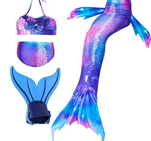 shepretty Ragazze Coda da Sirena Bikini Cosplay Costumi da Bagno Set per Nuotare per Bambi...
