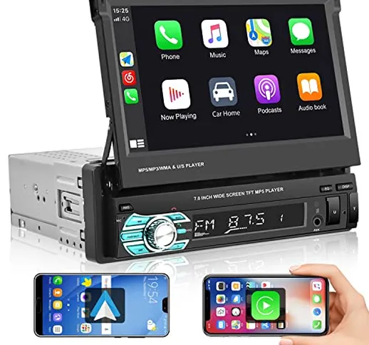 Bluetooth Autoradio 1 Din Carplay Android Auto 7 Pollici Touch Screen Radio Auto con Scher...