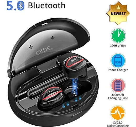 Cuffie Bluetooth Senza Fili, Auricolari Bluetooth 5.0 Super Bass True Wireless Sport In Ea...