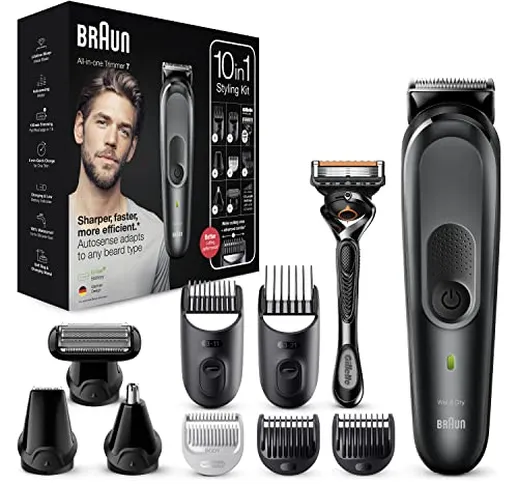 Braun Regolabarba Tagliacapelli Uomo Rasoio Incluso, Rifinitore Barba, 10 in 1 Styling Kit...