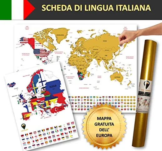 Global Walkabout ITALIANO - A2 Mappa del graffio del mondo e A3 Mappa del graffio dell'Eur...