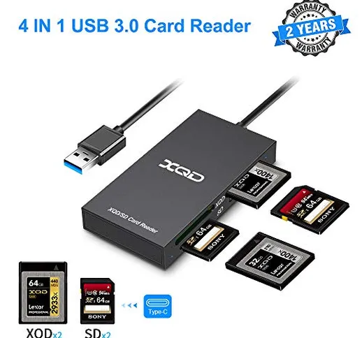 Rocketek USB 3.0 XQD SD Lettore di schede, 5Gbps ad Alta velocità Card Reader di Memoria x...